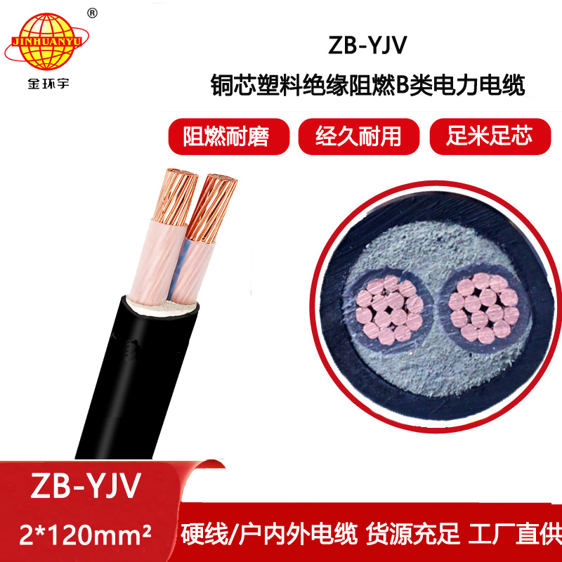 金環宇電線電纜 阻燃yjv電纜ZB-YJV 2X120平方 銅芯電力電纜