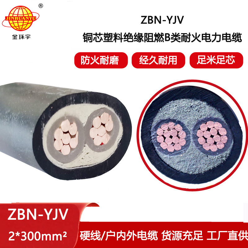 金環宇電線電纜 yjv多芯電纜ZBN-YJV 2X300平方  阻燃耐火yjv電纜