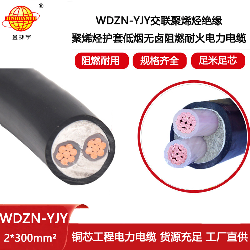 金環宇電線電纜 低煙無鹵阻燃耐火電纜廠家報價 WDZN-YJY 2X300平方
