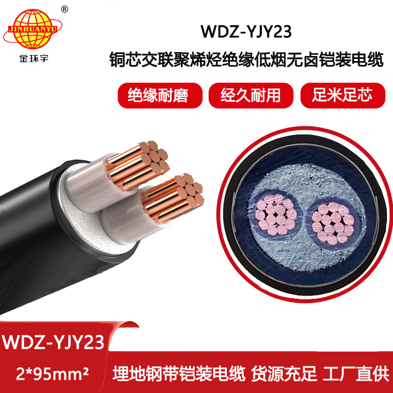 金環(huán)宇電線電纜 鋼帶鎧裝電力電纜WDZ-YJY23-2X95 深圳無鹵低煙電纜