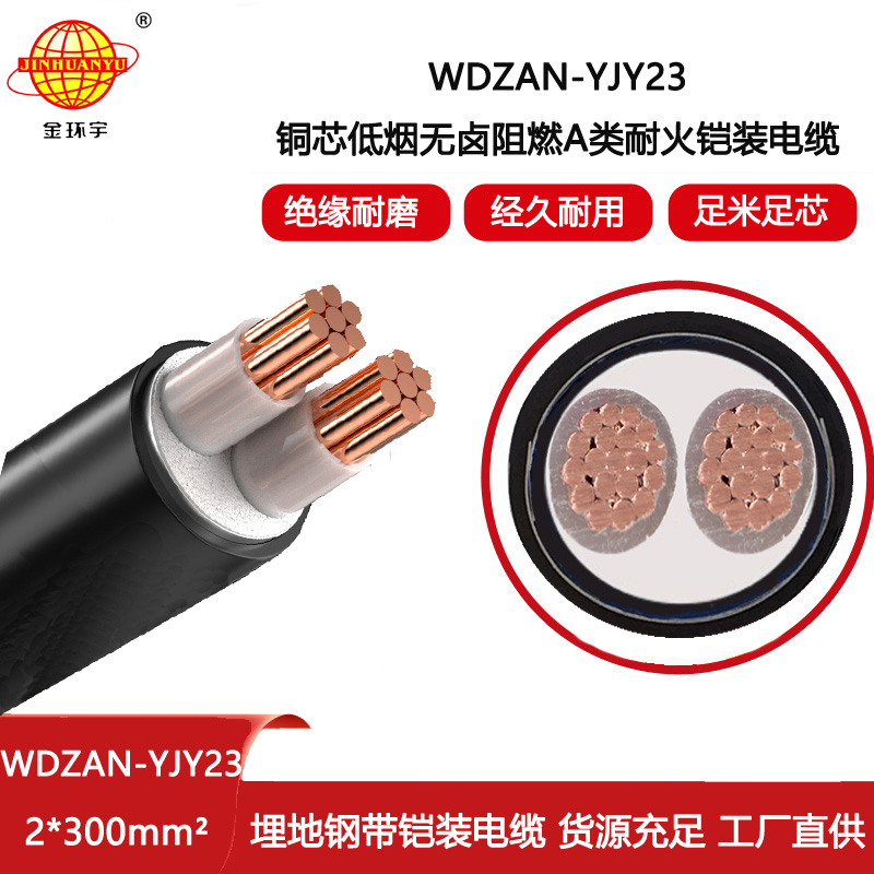 金環宇 深圳鎧裝電纜報價WDZAN-YJY23-2X300阻燃耐火低煙無鹵電纜